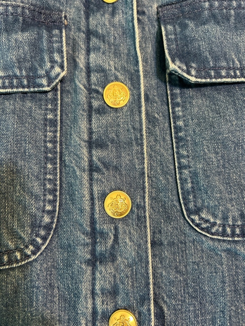 J. Crew Dark Blue Cropped Denim Jacket with Gold Buttons - Picture 7 of 14